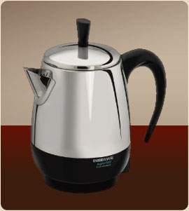  Farberware 2-4-Cup Electric Percolator coffee maker, Stainless  Steel, Automatic Warm Function, FCP240: Electric Coffee Percolators: Home &  Kitchen
